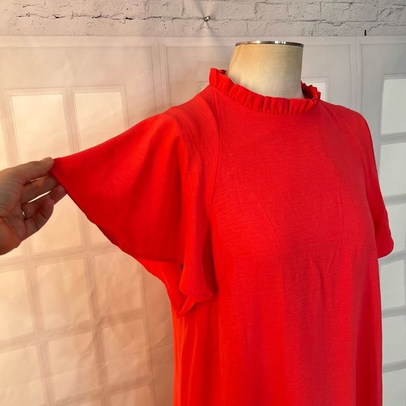 Julia Jordan NWT Nordstrom’s salmon pink ruffle hem midi dress size 12 - Picture 2 of 9